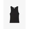 Reiss Womens Black Elle Scoop-neck Ribbed Stretch-cotton Vest Top In Black