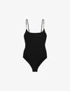 Reiss Black Hardware-strap Cut-out Swimsuit In Black