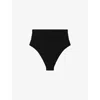 Reiss Jemma Mesh-insert High-rise Stretch-woven Bikini Bottoms In Black