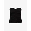 Reiss Womens Black Marina Ruched-front Strapless Stretch-woven Top