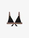 Reiss Yve Stripe-trim Triangle Stretch-woven Bikini Top In Black/brown