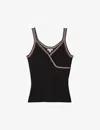 Reiss Kiki Crochet Trim Camisole In Black/camel