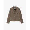 Reiss Lena Patch-pocket Checked Wool-blend Jacket In Black/camel