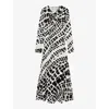 Reiss Womens Black/white Vanita Abstract-print Stretch-jersey Maxi Dress In Black/white