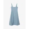 Reiss Blue Clarice Linen Broderie Midi Dress In Blue