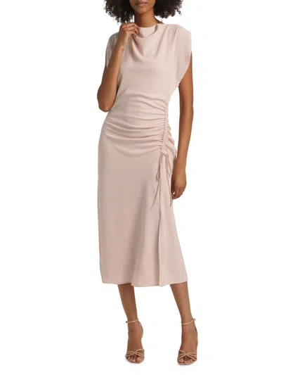 Reiss Women's Bonnie Side Drape Midi-dress In Sand