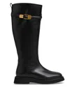 Reiss Black Leather Buckled Knee-high Boots In Black