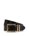 Reiss Black Brompton Patent Leather Crocodile Design Belt In Black