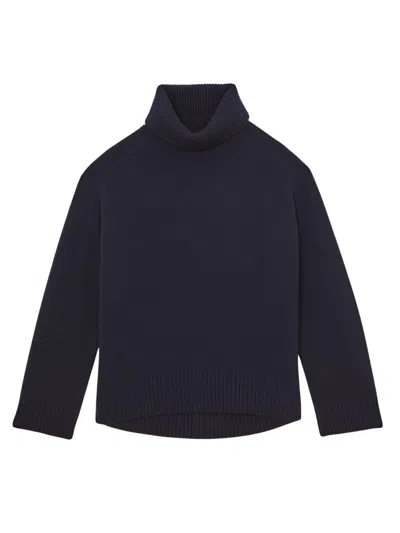 Reiss Women's Brooklyn Wool-cashmere Rolled-neck Sweater In Blue