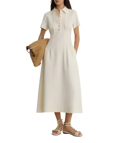 Reiss Mari Short Sleeve Midi Dress In White