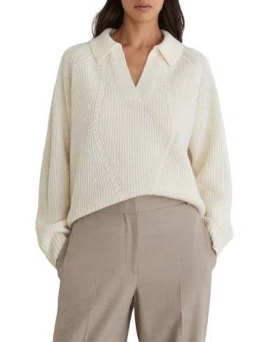 Reiss Women's Cable-knit Wool-cashmere Blend Pullover Sweater In White