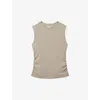 Reiss Womens Camel Trudy Round-neck Ruched-side Ribbed Stretch-cotton Vest In Camel