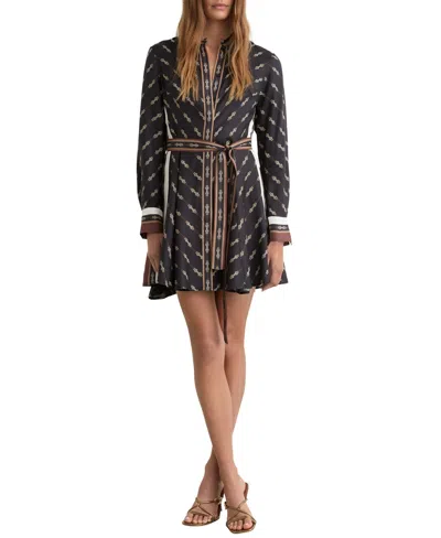 Reiss Women's Chain-print Belted Mini Dress In Black