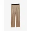 Reiss Womens Champagne Elea Tapered-leg High-rise Satin Trousers