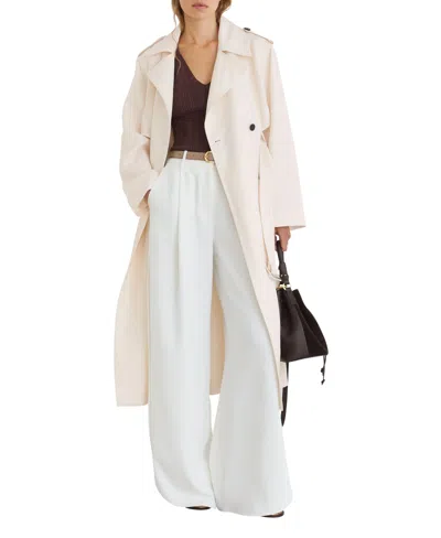 Reiss Women's Charli Double-breasted Trench Coat With Linen In Ivory