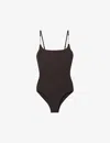 Reiss Womens Chocolate Imogen Chain-embellished Stretch-woven Swimsuit In Chocolate