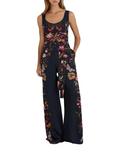 Reiss Women's Clara Printed Occasion Jumpsuit In Navy