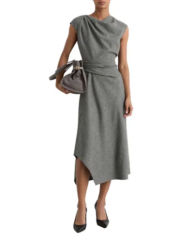 Reiss Women's Clara Wool-blend Check Tailored Midi Dress In Gray