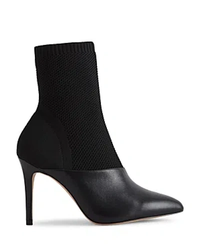 Reiss Women's Cosmos Leather & Knit High-heel Boots In Black