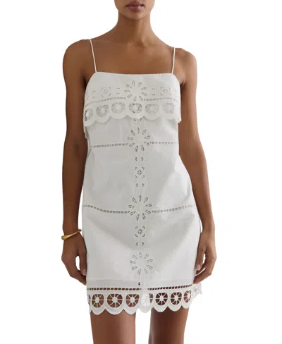 Reiss Womens Ivory Toni Cutwork-lace Cotton Mini Dress In White