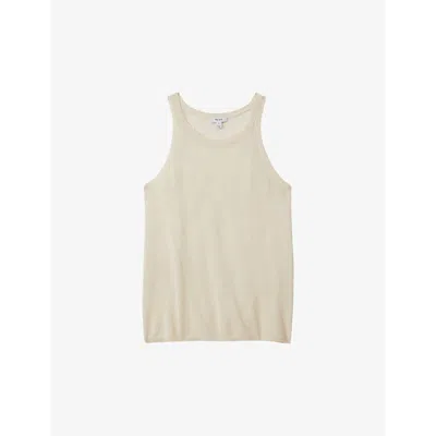 REISS REISS WOMENS CREAM CATRICE ROUND-NECK RELAXED-FIT LINEN-BLEND VEST