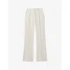 REISS REISS WOMEN'S CREAM MILLIE FLARED-LEG HIGH-RISE WOVEN TROUSERS