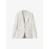 Reiss Womens Cream Millie Peak-lapel Single-breasted Woven Blazer