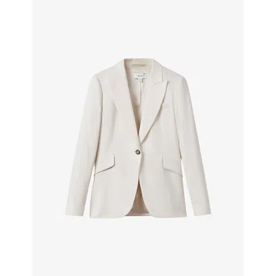 Reiss Womens Cream Millie Peak-lapel Single-breasted Woven Blazer