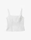 Reiss Womens Cream Mirabelle Square-neck Corset Linen Top