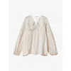 REISS REISS WOMEN'S CREAM NOA LACE-INSERT RELAXED-FIT STRETCH-WOVEN BLOUSE