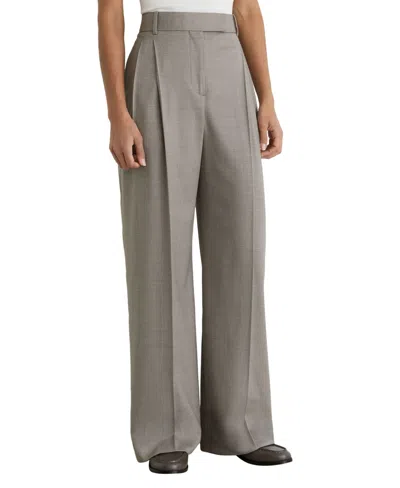 Reiss Darcy Wool Blend Wide Leg Trousers In Light Grey