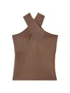 Reiss Womens Neutral Darla Cross-neck Stretch-knit Top