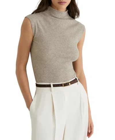 Reiss Women's Dita Metallic-knit Cowl-neck Sleeveless Vest In Gray