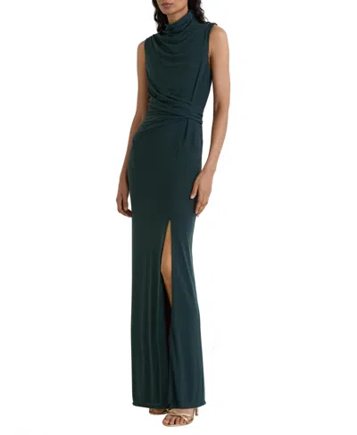Reiss Women's Dylan High-neck Draped-detail Maxi Dress In Green