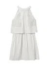 Reiss White Broderie Halter Neck Mini Dress With Linen