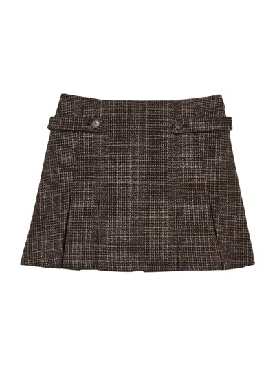Reiss Womens Brown Elle Checked Wool-blend Mini Skirt
