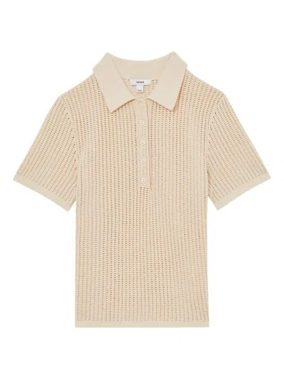 Reiss Women's Evi Knit Cotton-nylon Polo Shirt In White