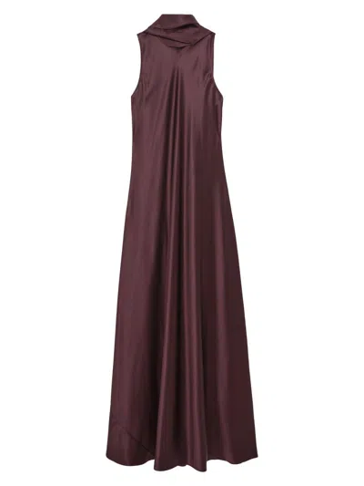 Reiss Women's Fae Satin Capeback Dress In Burgundy