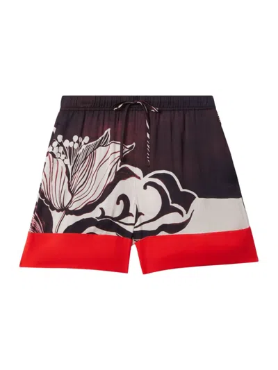 REISS WOMEN'S FALLON PRINTED SATIN DRAWSTRING SHORTS