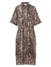 Reiss Neutral Snake Print Belted Midi Dress In Multi