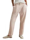 Reiss Farrah Linen-blend Taper Trouser In Pink