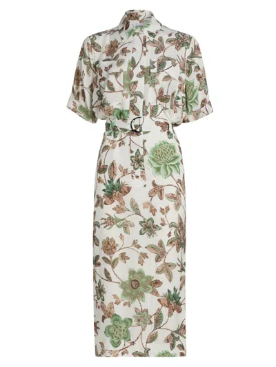 Reiss Women's Faya Floral Belted Shirtdress In Green