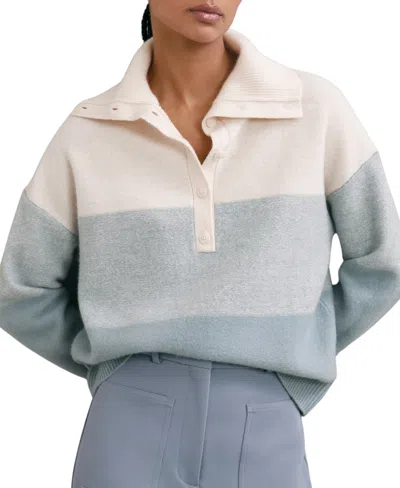 Reiss Women's Flora Wool-cashmere Blend Striped Long-sleeve Sweater In Creamblue