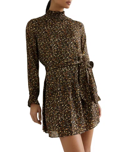 Reiss Women's Floral Metallic Flippy Mini Dress In Multi