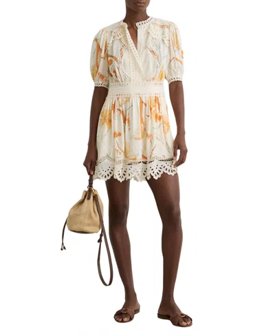 Reiss Women's Floral-print Lace-trim Mini Dress