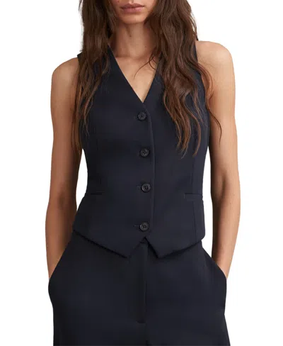 Reiss Women's Gabi Tailored Single-breasted V-neck Vest In Blue