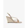 REISS ANYA STRAPPY METALLIC-LEATHER HEELED WEDGES