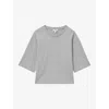 Reiss Grey Marl Cassie Oversized Cotton Crew Neck T-shirt In Grey Marl