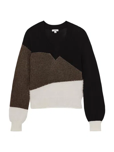 Reiss Women's Harley Metallic Geometric V-neck Sweater In Black