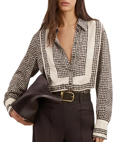 Reiss Women's Harper Long-sleeve Button-up Blouse In Ivoryblack